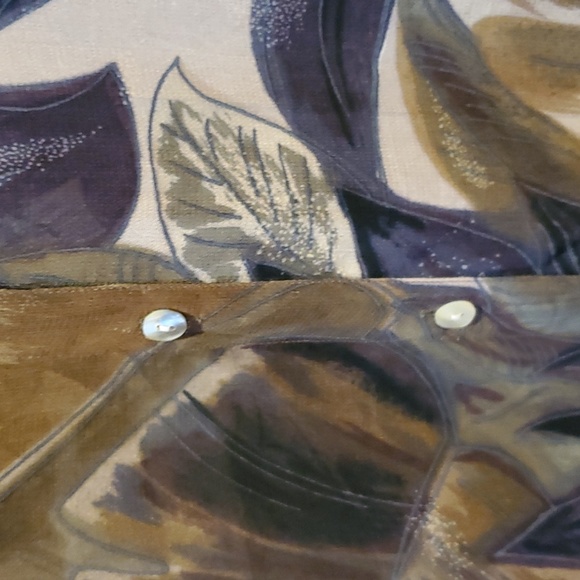 Warm Tone Tropical Avenue Blouse Beige-Brown-Green. Plus Size 18/20. - Picture 3 of 6